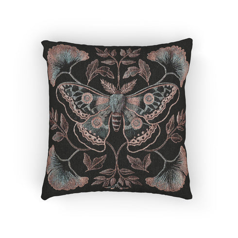 Luna Moth Woven Pillow in Dusty Rose